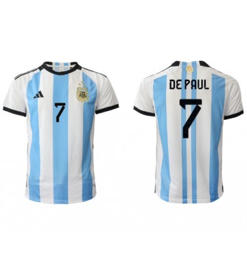 Argentina Rodrigo de Paul #7 Hjemmebanetrøje VM 2022 Kort ærmer